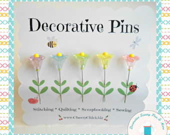 Sewing Pins - Decorative Sewing Pins - Sewing gifts - Pretty Pins - Gift for Quilters - Quilt Retreat Gifts - Handmade Pins