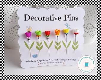 Decorative Sewing Pins - Gift for Quilters - Sewing Pins - Pretty Pins - Fancy Pins - Scrapbooking Pins - Quilting Pins - Pincushion Pins