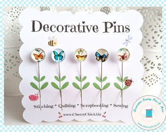 Butterfly Sewing Pins - Decorative Sewing Pins - Butterfly Pins - Handmade Pins - Butterflies Sewing Pins - Butterflies