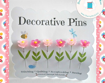 Cute sewing Pins - Gifts for Quilter - Decorative Pins - Pretty Pins - Fancy Pins - Scrapbooking Pins - Quilting Pins -  Pincushion Pins