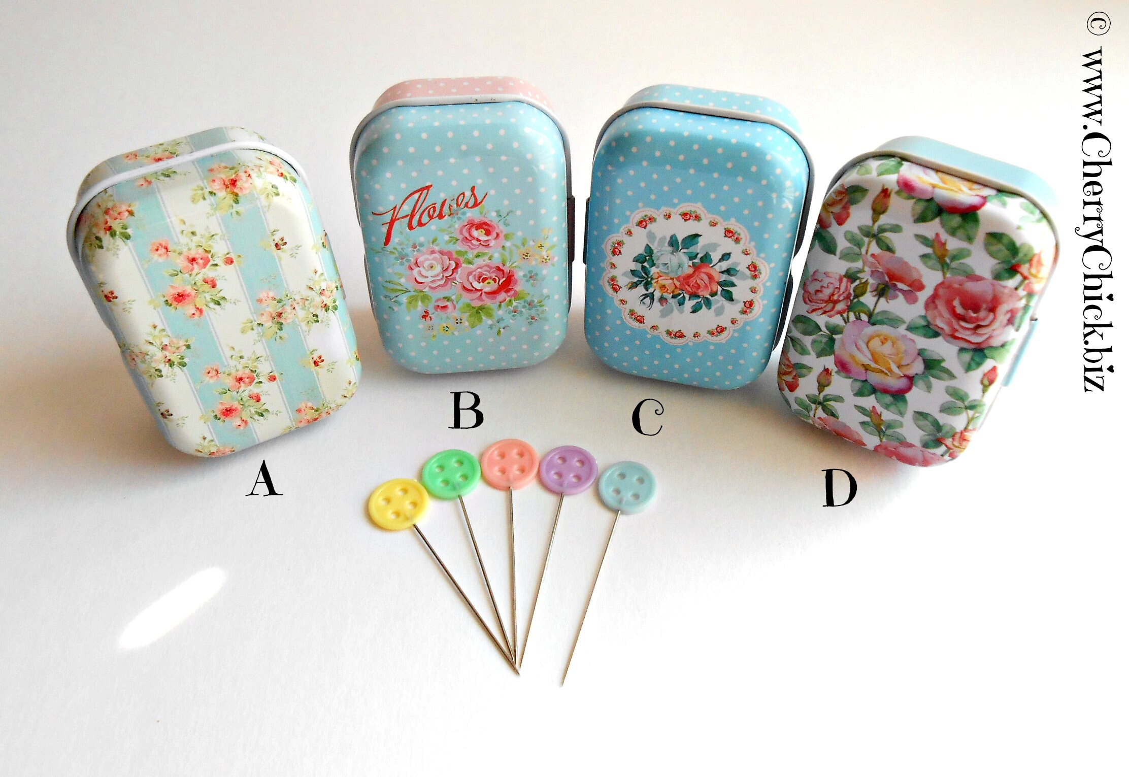 Button Sewing Pins Pins in Tins Decorative Sewing Pins Quilting