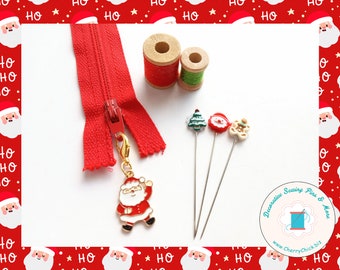 Santa Claus Zipper Pull - Santa Claus zipper charm - Santa Claus Planner Charms - Santa Claus Pull - Santa Claus bag charms - Xmas Bag Charm