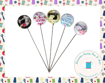 Sewing theme Pins - Decorative Sewing Pins - Sewing Machine Pin - I Love Sewing Pin - Gifts for Quilter - Quilt Retreat Gift - Sewing Gifts