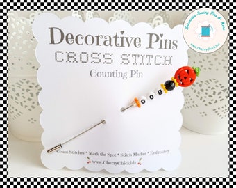 Halloween Counting Pin - Crossstitch Pin - Pumpkin Pin - Gift for Cross Stitchers - Decorative Pin - Marking Pin - Stick Pin - Count Pin