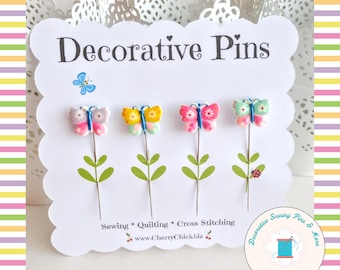 Butterfly Sewing Pins - Decorative Sewing Pins - Butterfly Pins - Handmade Pins - Butterflies Sewing Pins - Butterflies