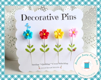 Flower sewing Pins - Decorative Sewing Pins - Pretty Pins - Gift for Quilters - Sewing Gifts - Quilt Retreat Gifts - Counting Pins