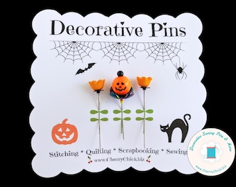 Halloween Decorative Pins - Jack o' lantern sewing pin - Autumn Sewing pin - Pumpkin Sewing Pin - Decorative Sewing Pin - Counting Pin