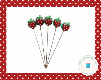 Strawberry Sewing Pins - Strawberry Counting Pin - Gift for Quilter - Decorative Pins - Scrapbooking Pins - Quilting Pins -  Pincushion Pins