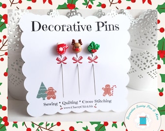 Christmas Sewing Pin - Holiday Sewing Pin - Handmade Pin - Mistletoe Sewing Pin - Mitten Sewing Pin - Reindeer Sewing Pin - Decorative Pins