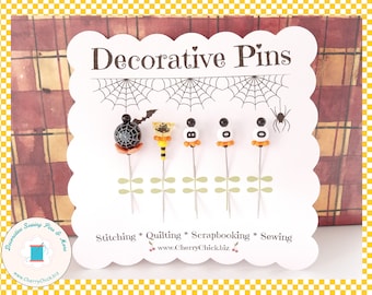 Decorative Halloween Pins - Spider web Pins - Decorative Sewing Pins - Quilting Pins - Autumn Pins - Gift for Quilters - Fall Pins - Boo pin