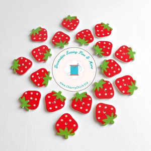 Strawberry buttons - Strawberries - wooden buttons - wood buttons - buttons for sewing - quilting buttons - Cherry Chick - Berry buttons