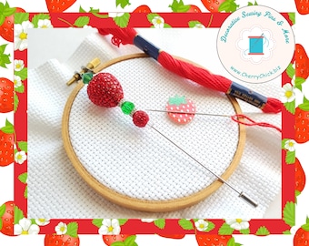 Strawberry Counting Pin - Counting Pin - Gift for Cross Stitchers - Decorative Pin - Marking Pin - Stitch counter - Stick Pin - Strawberry