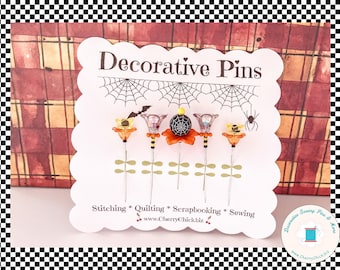 Decorative Halloween Pins - Spider web Pins - Decorative Sewing Pins - Quilting Pins - Autumn Pins - Gift for Quilters - Fall Pins