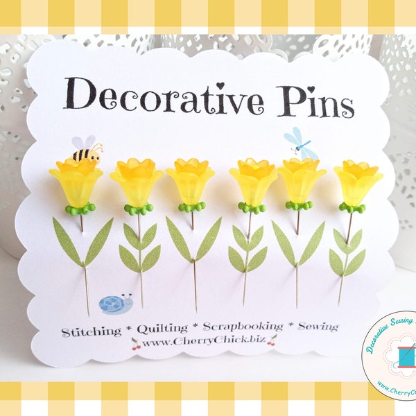 New Daffodil Sewing Pins - Decorative Sewing Pins - Garden Pins - Push Pins - Scrapbooking Pin - Bulletin Board Pin - Gift for Quilters