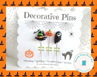Decorative Halloween Pins - Ghost Sewing Pin - Fall Sewing Pin - Pumpkin sewing pin - Autumn Pin - Counting Pin - Summerween sewing pin
