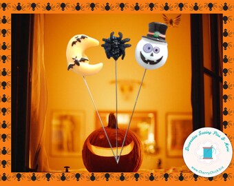 Decorative Halloween Pin - Spider Sew Pin - Fall Sewing Pin - Skeleton Pin - Autumn Pin - Counting Pin - Moon Bat sewing pin - Sewing gift