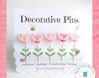 Pastel Sewing Pins - Gift for Quilters - Decorative Pins - Pretty Pins - Fancy Pins - Scrapbooking Pins - Quilting Pins -  Pincushion Pins