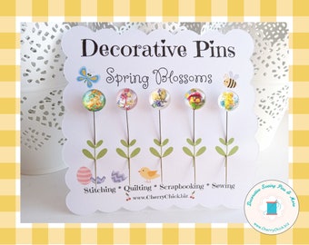 Spring Chicks Sewing Pins - Decorative Sewing Pins - Easter Pins - Handmade Pins - Baby Chicks Sewing Pins - Easter Sewing Pins