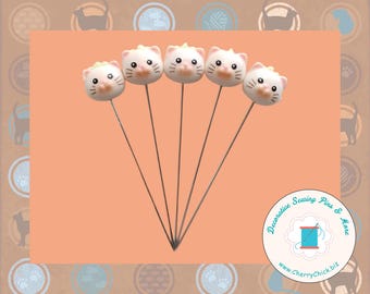 Cat Sewing Pins - Decorative Sewing Pins - Cat Counting Pins - Handmade Pins - Gifts for Cross Stitchers - Retreat Gifts - Cats sewing pins