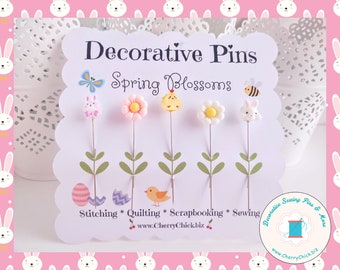Easter Sewing Pins - Decorative Sewing Pins - Easter Pins - Spring Sewing Pins - Rabbit Sewing Pins - Bunny Sewing Pins - Easter chick