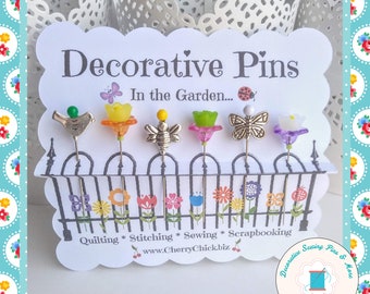 Decorative Sewing Pins - Pretty Pins - Quilting Pins - Flower Pins - Sewing gifts - Quilter gifts - Bulletin Board Pin - Push Pin