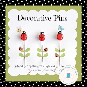 Ladybug Sewing Pins - Decorative Sewing Pins