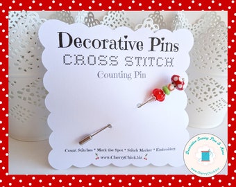 Mushroom Counting Pin - Crossstitch Pins - Toadstool Pin - Gift for Cross Stitchers - Marking Pins - Stick Pin - Mushroom Count Pin