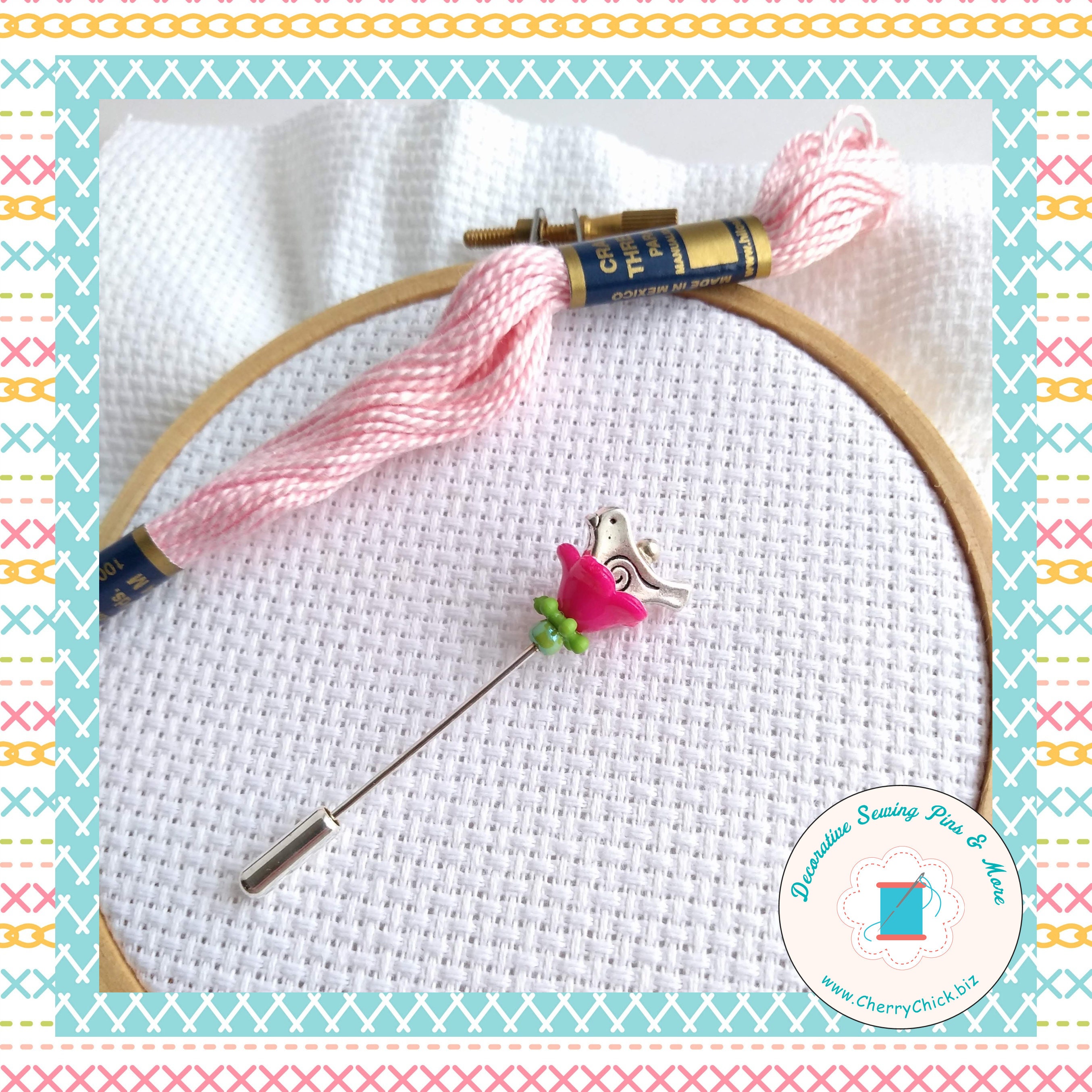 Counting Pin - Bird Counting Pin - Gift for Cross Stitchers - Decorative Pin  - Marking Pin - Stitch counter - Stick Pin