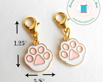 Cat face zipper pull pair - Cat Paw zipper pull - Cat Planner Charm - Cat zipper Charm - Cat paw zipper charm - Cat bag charms