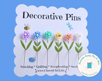 Pastel Flower sewing Pins - Decorative Sewing Pins - Counting Pins - Gift for Quilters - Quilt Retreat Gifts - Handmade Pins - Sewing Gifts