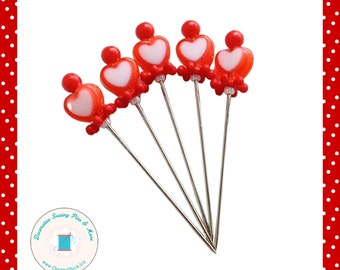 Heart Sewing Pins - Decorative Sewing Pins - Valentine Pins - Push Pins - Scrapbooking Pin - Bulletin Board Pin - Gift for Quilters - Hearts