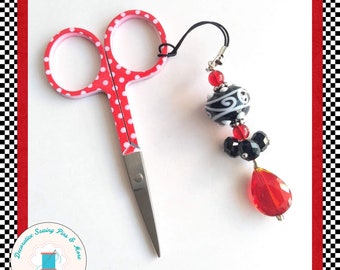 Scissors Minder - Scissors Fob - Planner Charm - Gift for Quilter - Purse Charm - Beaded Zipper Pull - Gift for Seamstress