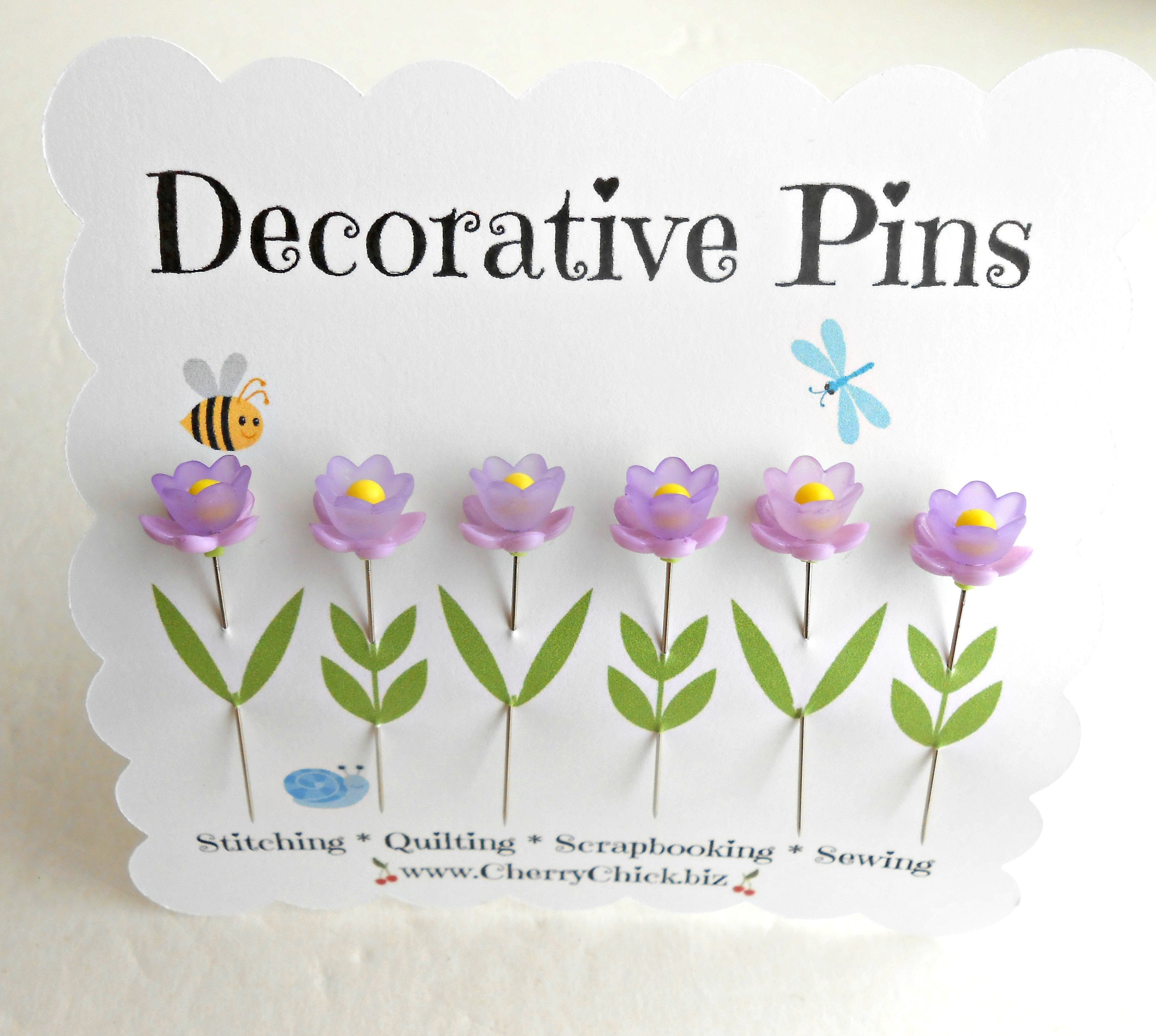 Purple Sewing Pins - Gift for Quilters - Decorative Pins - Pretty