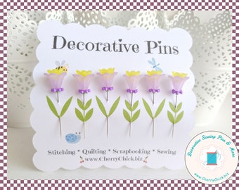 Crocus Sewing Pins - Decorative Sewing Pins - Garden Pins - Push Pins - Scrapbooking Pin - Bulletin Board Pin - Gift for Quilters - Crocus