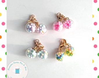 Pastel Glass Bubble zipper charm pair - Glass Ball Charm - Globe Planner Charm - Gifts for quilter - Quilt Retreat gift - Quilter gifts