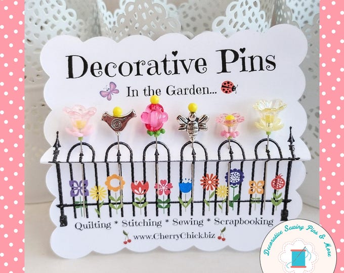 Featured listing image: Decorative Sewing Pins - Flower Sewing Pins - Quilting Pins - Sewing gifts - Quilter gifts - Counting Pins