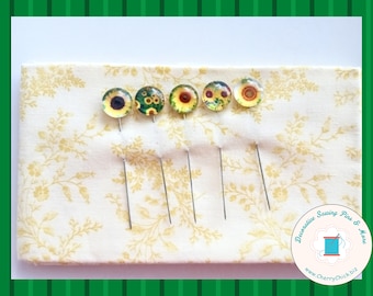 Sunflower Decorative Sewing Pins - Counting Pins - Flower Pins - Pin Toppers - Gifts for Quilters - Quilt Retreat Gifts - Sunflower Pins