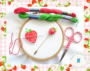 Strawberry Counting Pin - Counting Pin - Gift for Cross Stitchers - Decorative Pin - Marking Pin - Stitch counter - Stick Pin - Strawberry