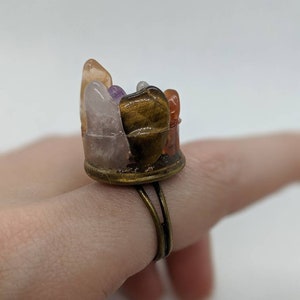 Gemstone Chips Resin Adjustable Rings