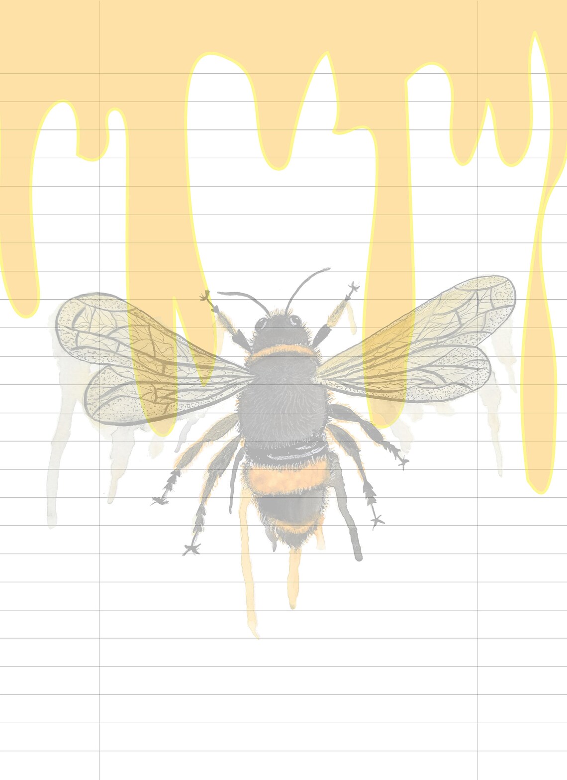 Bee Letter Writing Printable Lined Paper Letter Writing - Etsy