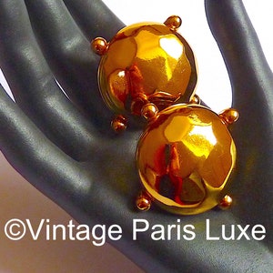 Vintage YSL Gold Ohrclips, Haute Couture Paris, Yves Saint Laurent Schmuck, Weihnachtsgeschenk für Sie