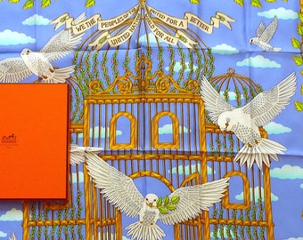 Rare Hermes Scarf Special Edition L'Envol For the 50 years of United Nations, Rare Hermes Carre, Mothers Day Gift for Her