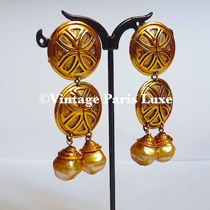 JEAN PATOU PARIS Pendant Earrings, 1980s French Haute Couture, Gift for Her