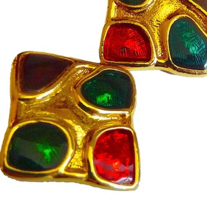 Vintage French Harlequin Haute Couture Earrings, 80&#39;s French Costume Jewelry, Gift for Her