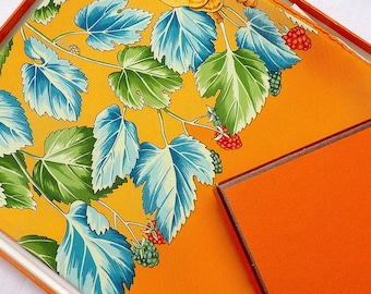 HERMES Scarf  with Box "L'Arbre de Soie", Authentic Hermes Silk Carre 35", Hermes Accessories, Gift for Her, Gift for Him, Designer Scarf