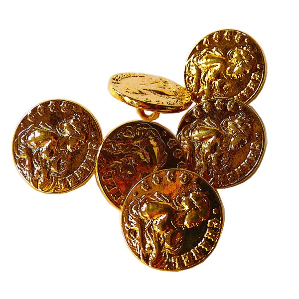 CHANEL Buttons, Rare Vintage Coco Chanel Paris France, Fine Gold Plated, Sz 0.8" 2.1 cm, Chanel Jacket, Jewelry Supplies, Price for 1 Button