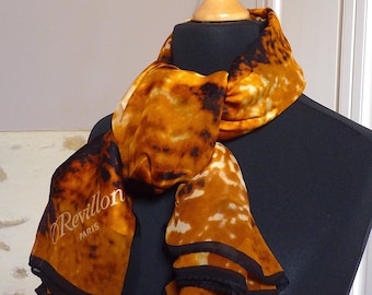 Very Large Panther Silk Scarf Signed REVILLON PARIS, Vintage Signed Silk Scarf, Gift for Her