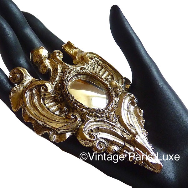 Rare LACROIX Baroque Mirror Brooch, Vintage Christian Lacroix Jewelry, Vintage French Haute Couture Brooch, Gift for Her, Valentine's Gift