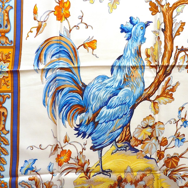 Vintage HERMES Silk Carre "Chanteclair", Rare Hermes Silk Scarf, Mother's Day Gift, Gift for Her