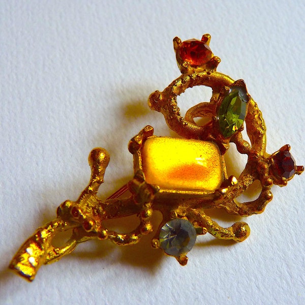 Christian Lacroix Poured Glass Brooch, Vintage Lacroix Jewelry, Gift for Her, Mother's Day Gift